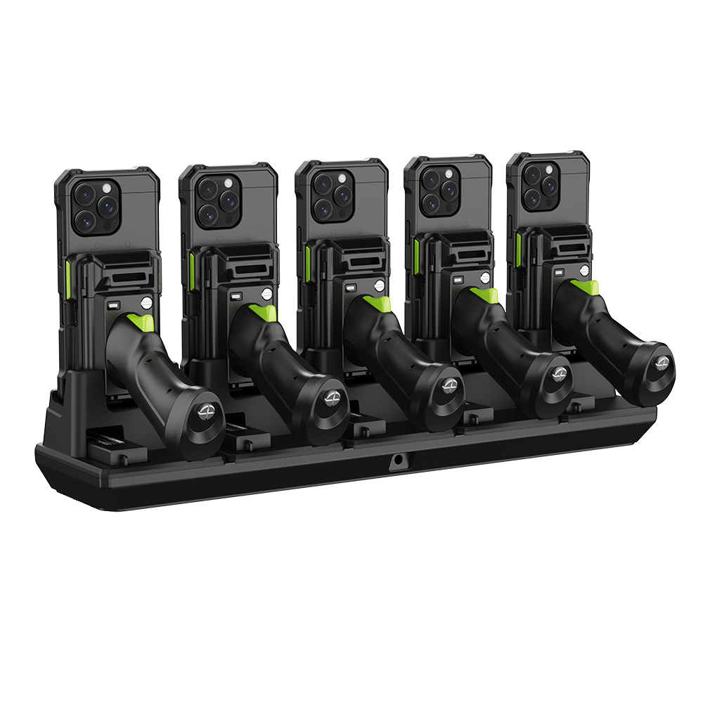 5-Slot Charging Cradle with Pistol Grip & 1.0W UHF Support for KDC1000/1100 (iPhone 13–17)
