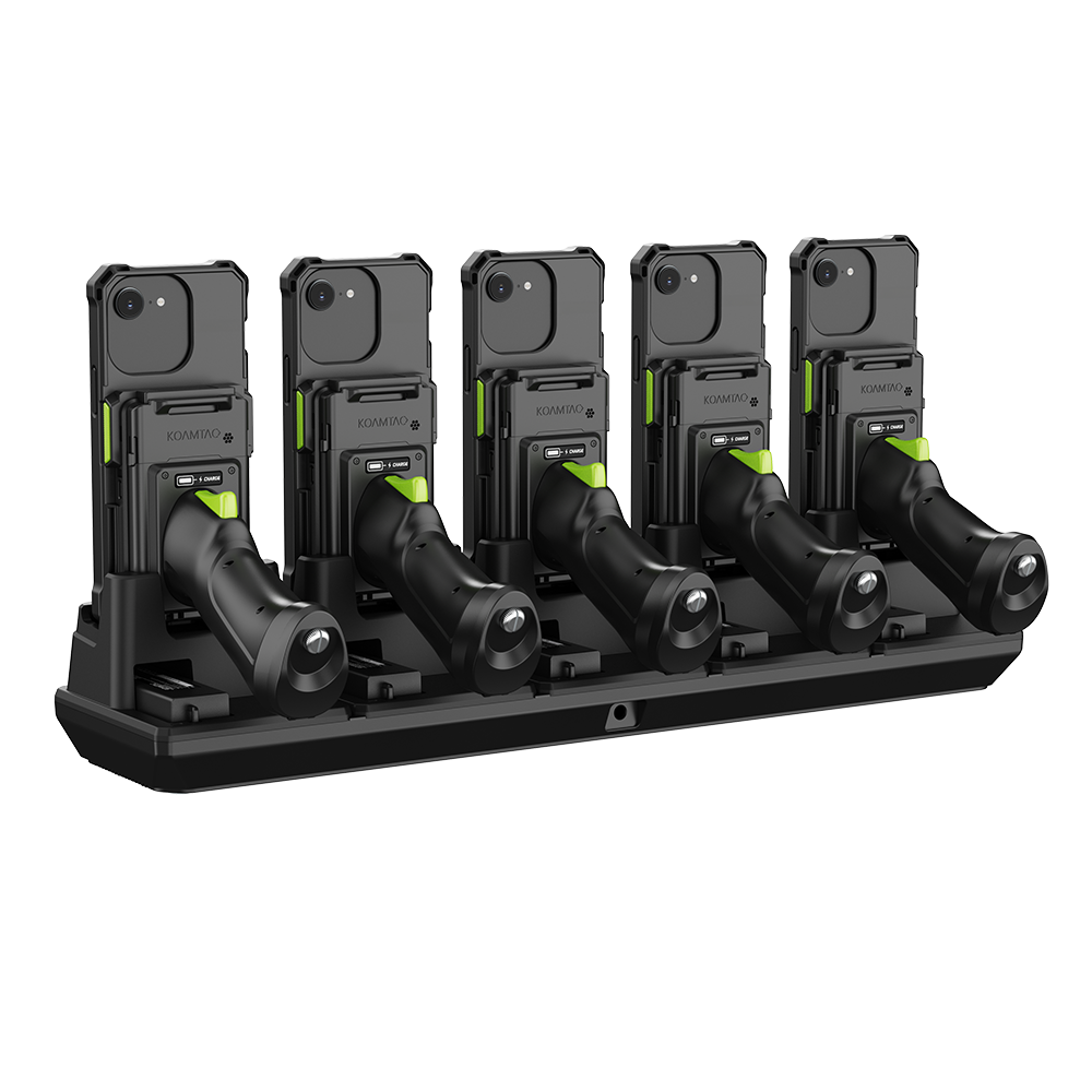 5-Slot Charging Cradle with Pistol Grip & 1.0W UHF Support for KDC1000/1100 (iPhone 13–17)