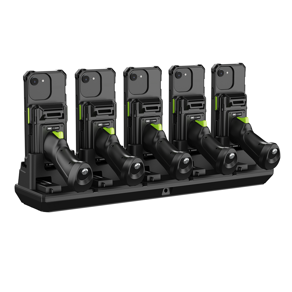 5-Slot Charging Cradle with Pistol Grip & 1.0W UHF Support for KDC1000/1100 (iPhone 13–17)